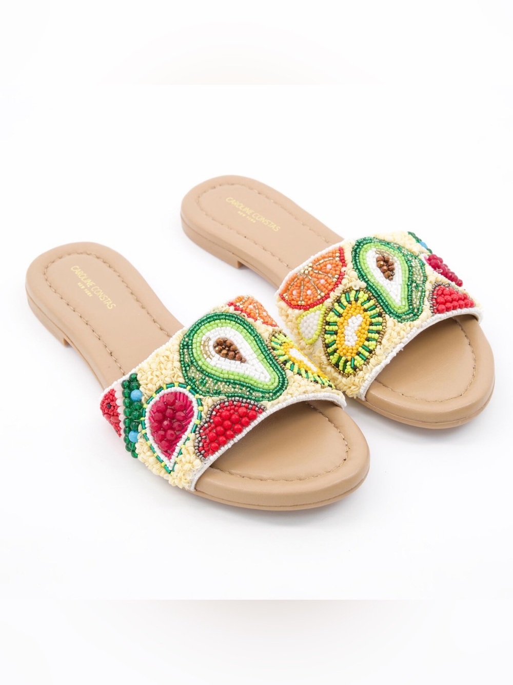 Worn once! Fruit Beaded Fruit Slide Sandals - Picture 3 of 4